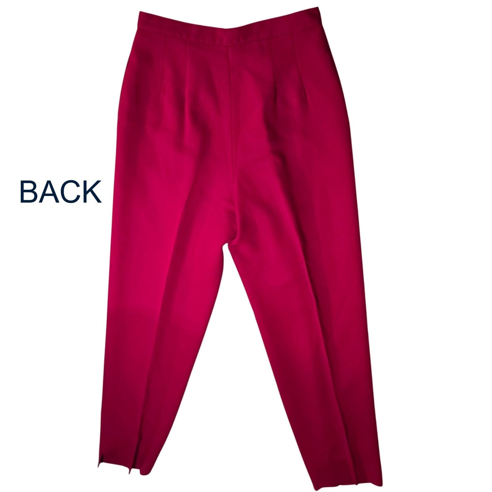 VINTAGE GIANNI 100% Pure wool lined dress slacks deep red maroon ruby trousers