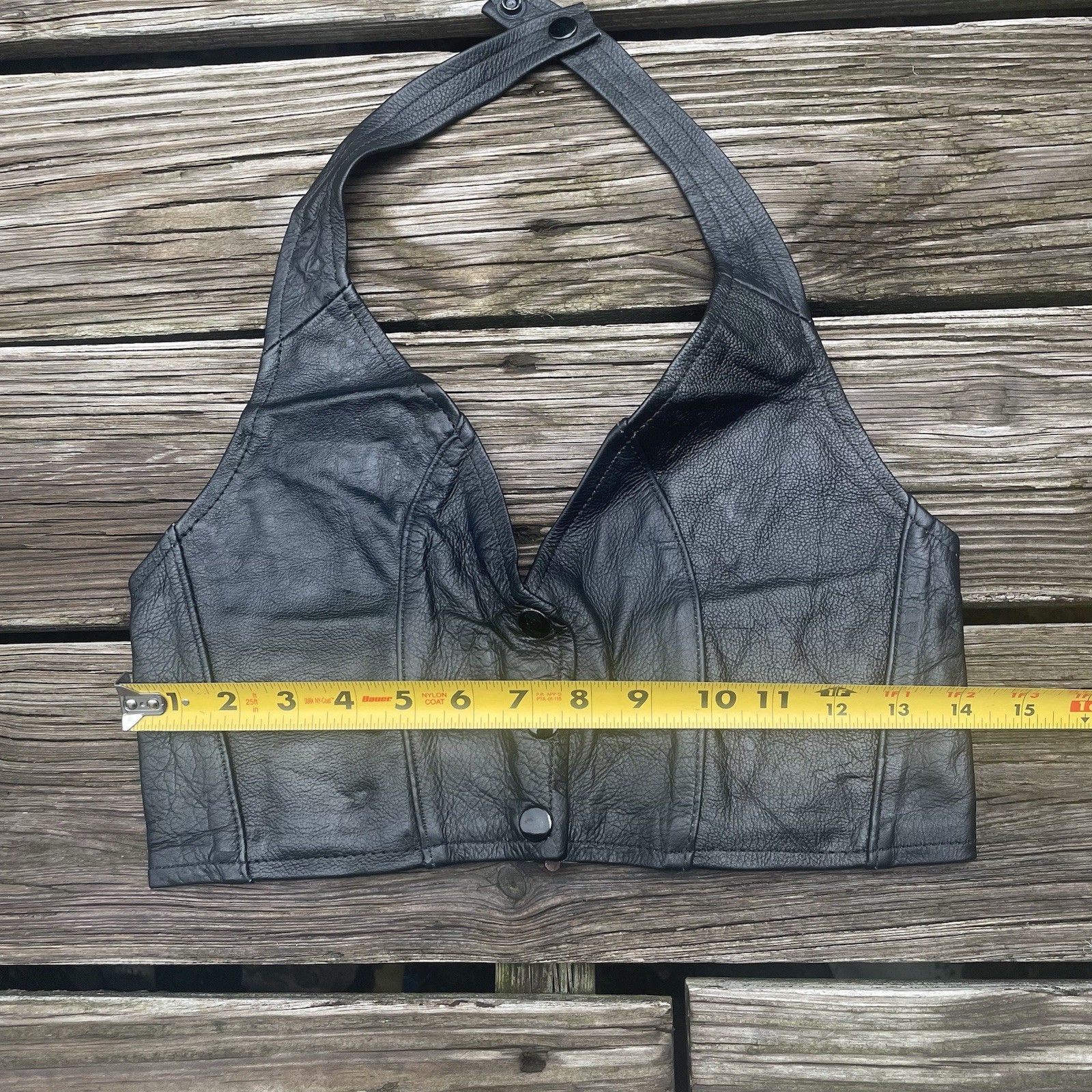 Vtg Leather Biker’s Dream Apparel Crop Vest Tank Top Bra Glam Rock Shirt S