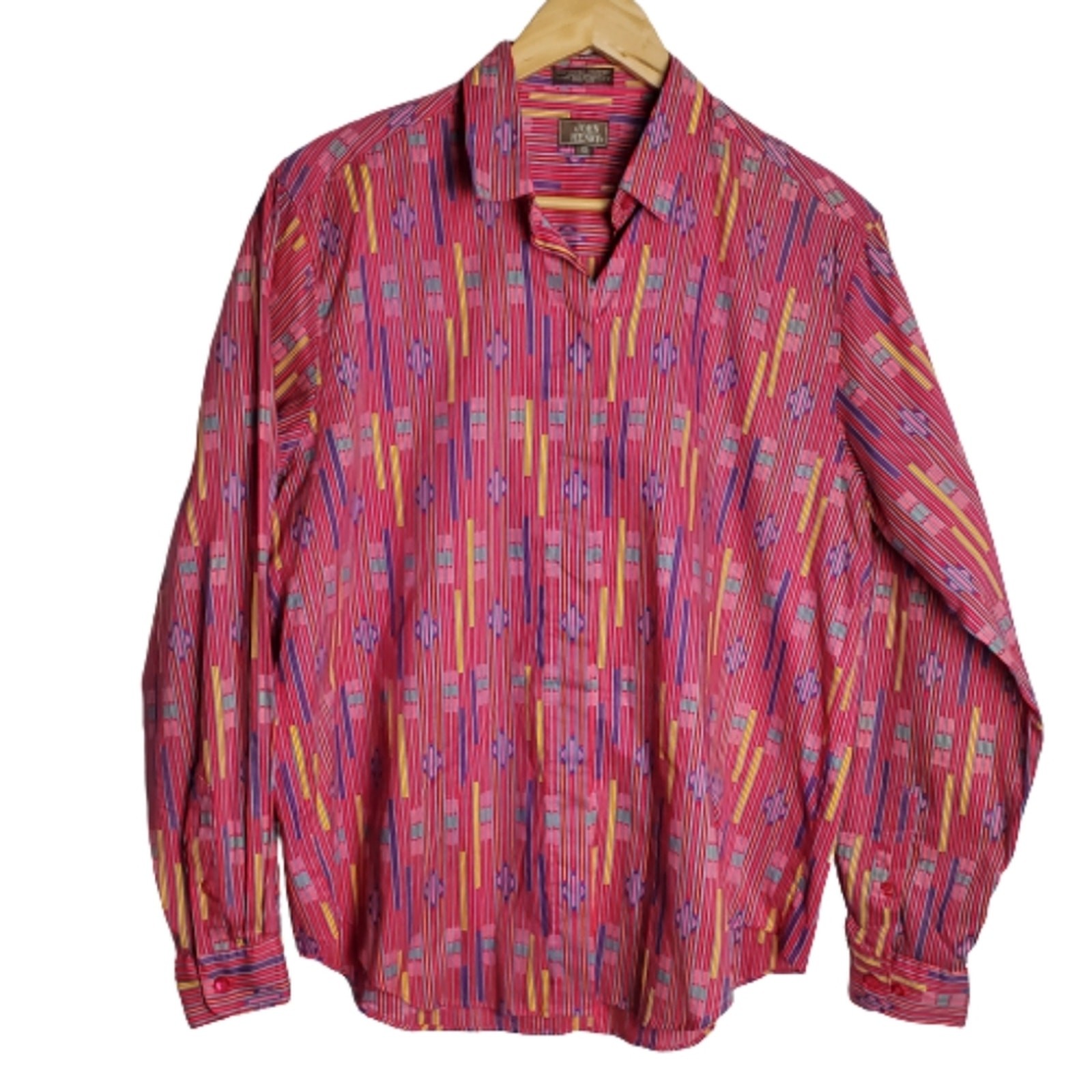 John Henry Vintage 90s Pink Purple Long Sleeve Western Button Down Shirt Size 12