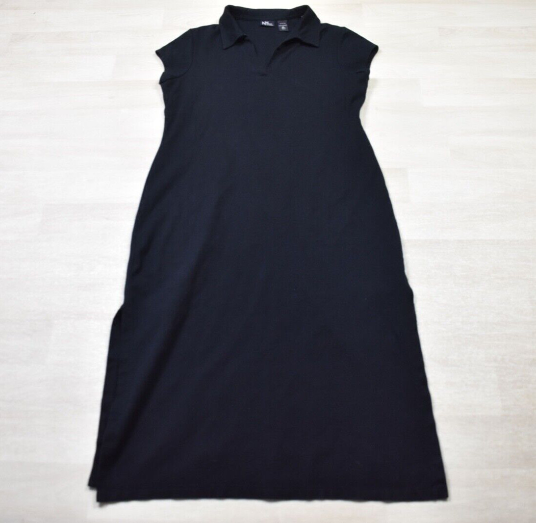 Y2K NY Jeans Co Polo Sheath Dress Black Preppy Sporty Size XL VTG 2000s