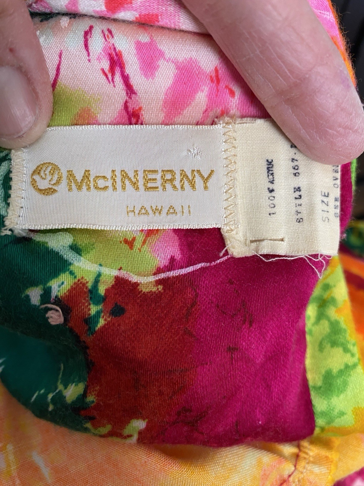 VTG 60s McInerny Psychedelic Hawaiian Sleeveless Button Maxi Dress 8 Medium