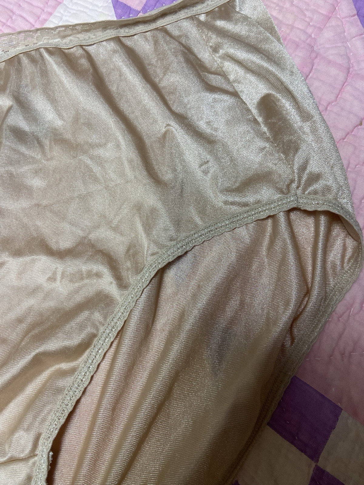 Vtg JMS Nylon Granny Sissy Panty Size 12 Cotton Gusset Champagne Beige