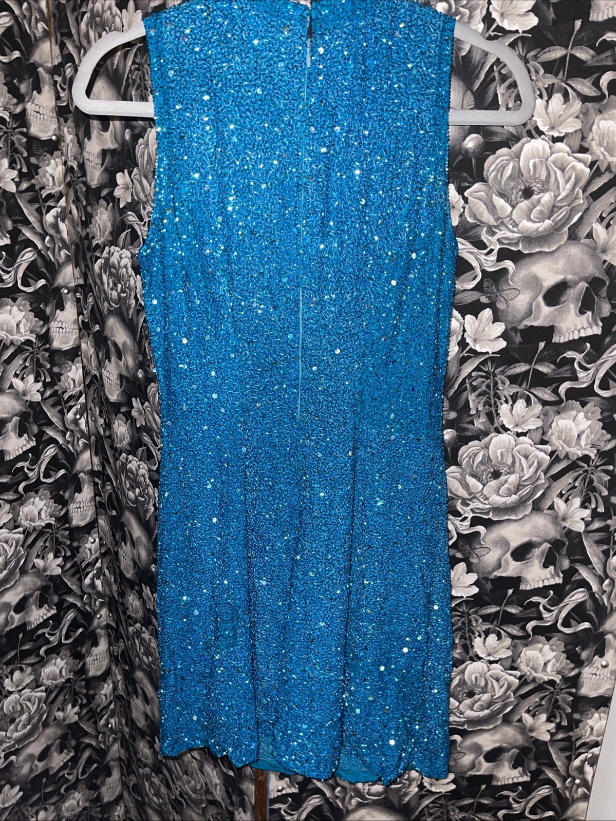 Riazee Boutique Teal Silk Fully Beaded Cocktail Dress Size 4 🩴