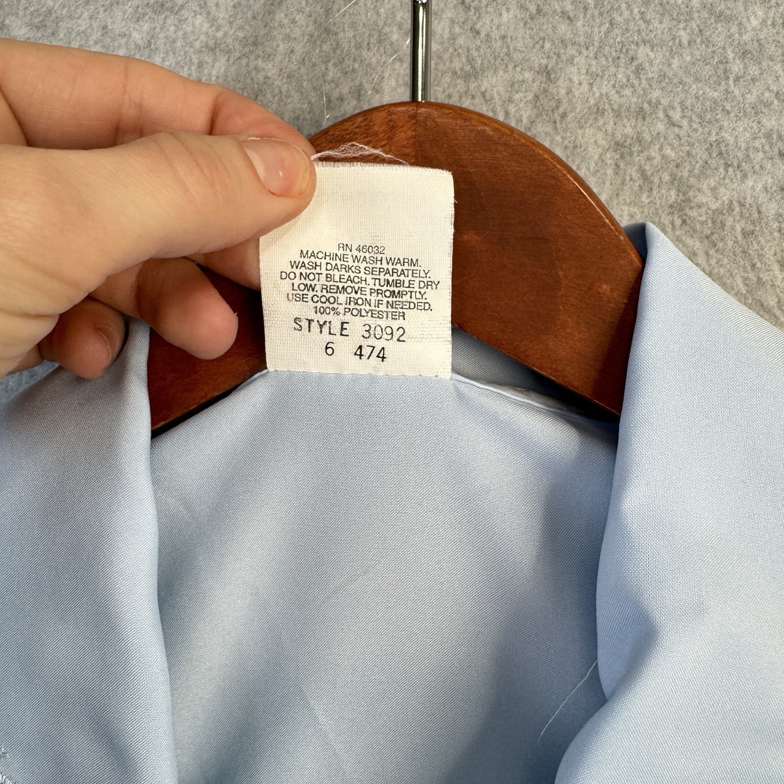 VTG Nikki Size 14 Light Blue Short Sleeve Blouse Eyelet Lace Collar Made in USA