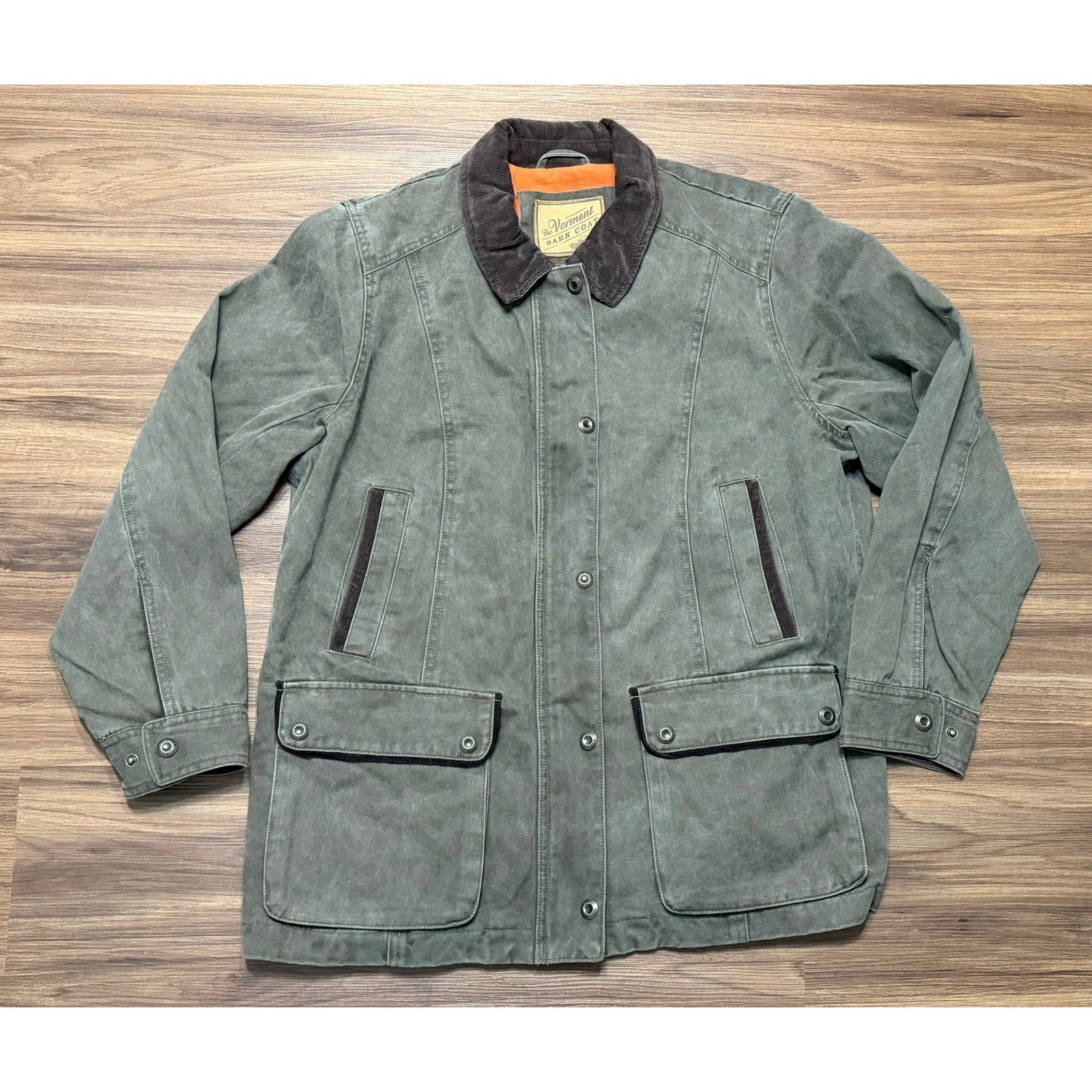 The Original Vermont Barn Coat Olive Green Fleece Lined Chore Jacket Women Sz 1X