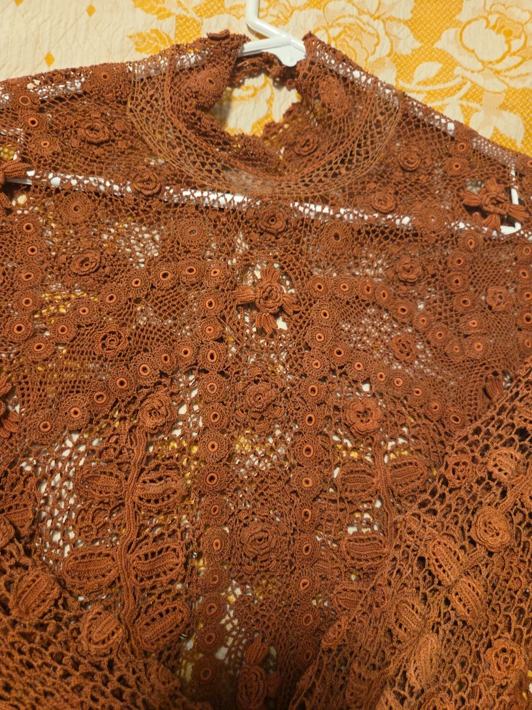 Victorian Irish Crochet Lace Top Blouse Mock Neck Edwardian Steampunk Size SM