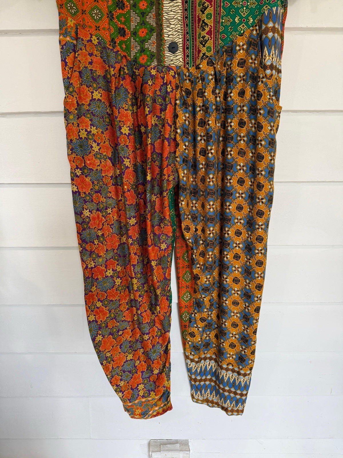 Vintage 90s OK Mike Hip Hop Relaxed Patchwork Flowy Romper Jumpsuit One Size