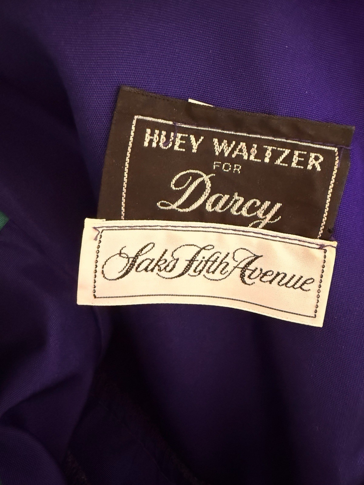 Vintage HUEY WALTZER for Darcy jewel tone purple and teal party dress size XS/2