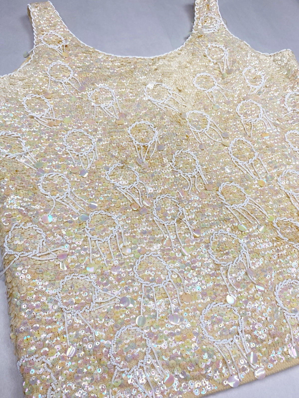 True Vintage 1950’s Kline’s British Hong Kong Beaded Sequin 100% Wool Shell Top