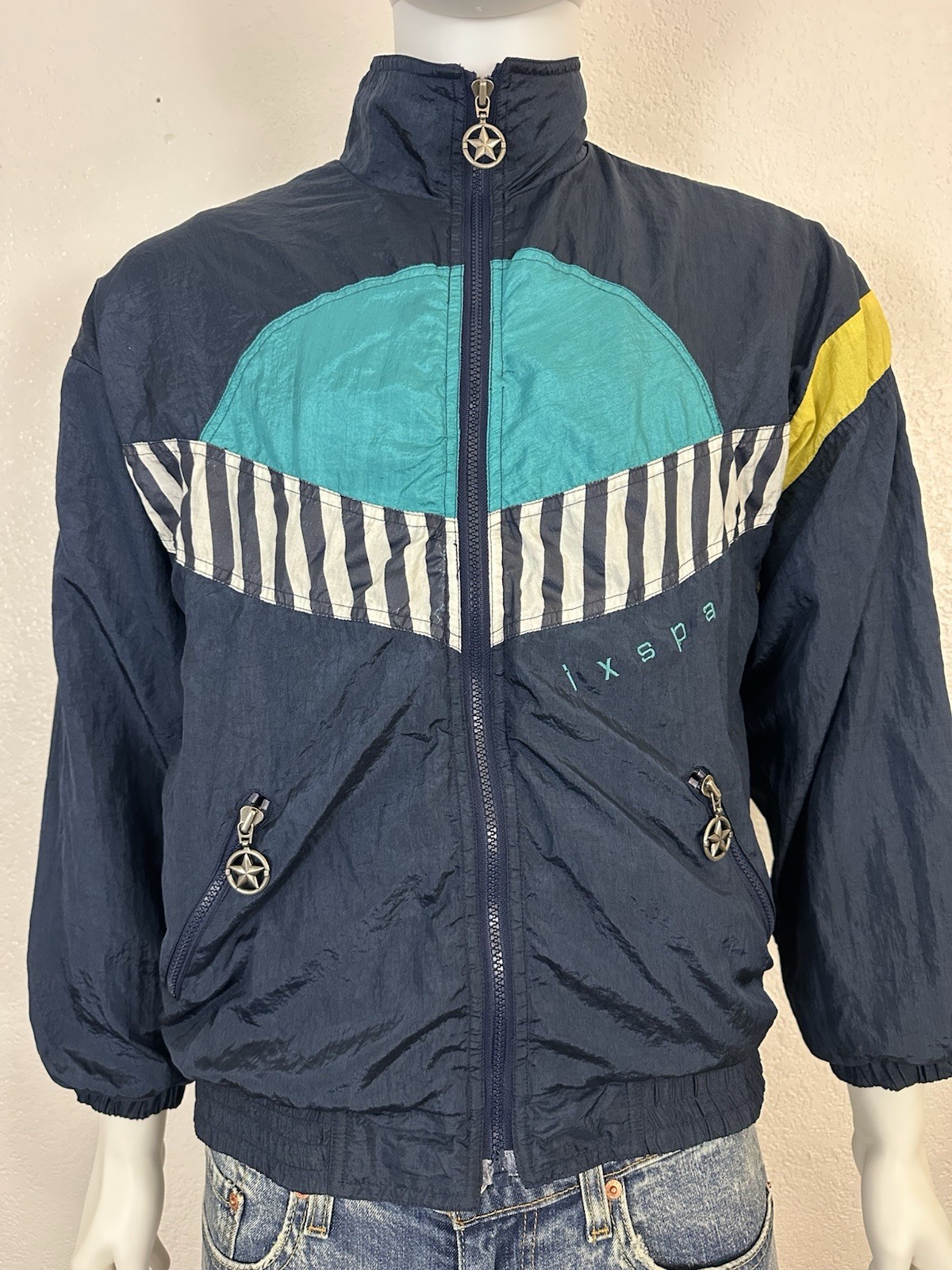 Vintage IXSPA Windbreaker Jacket Jamie Sadock 80s 90s Nylon Star Zipper Sz S