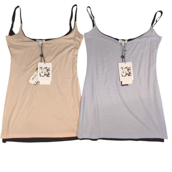 Gianni Camisole Tank Top Lot 2 Pack Blue Tan Size Medium Tencel Lyocell Stretch