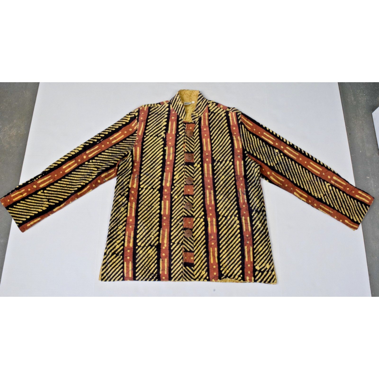 Vintage Jacket Venus Imports Size M 80s Batik Diagonal Stripe Cotton Made Nepal