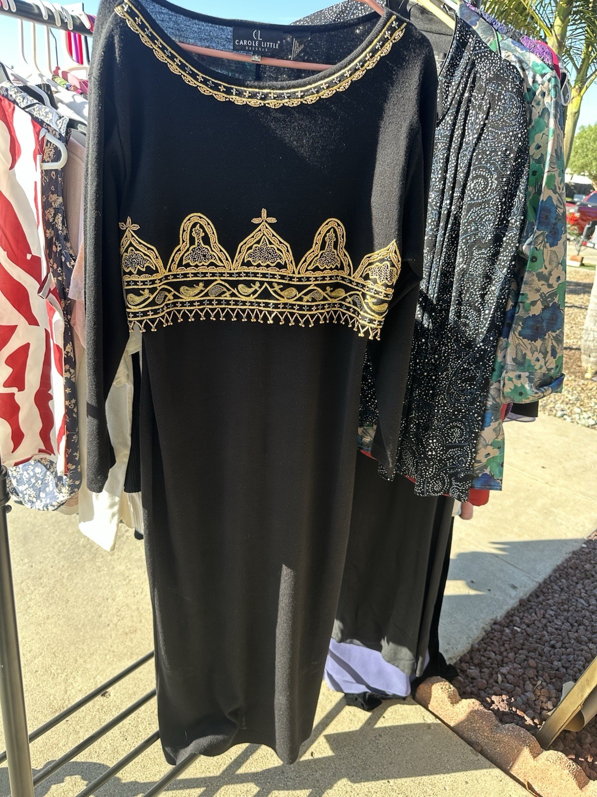 90’s Deadstock Elegant Black And Gold Dress