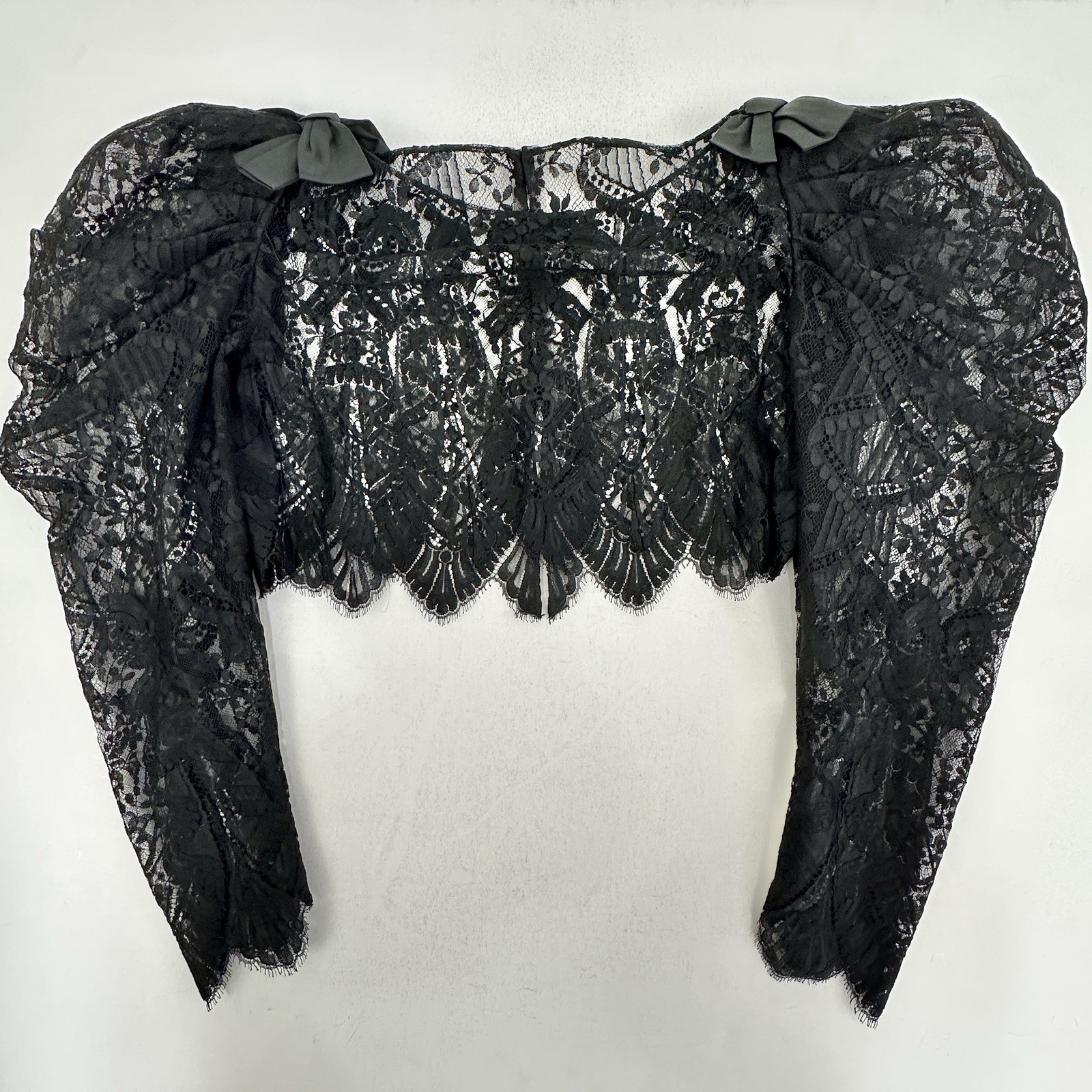 Vtg Sara Fredericks Black Strapless Taffeta & Lace Dress w/Lace Top S/M /cb