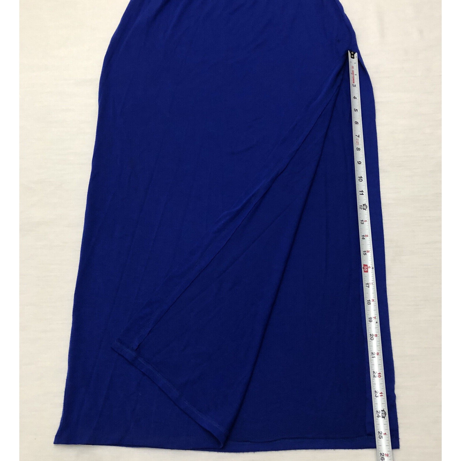 Poof Couture Dress Womens M Crisscross Maxi Electric Blue Long Slit Glamcore