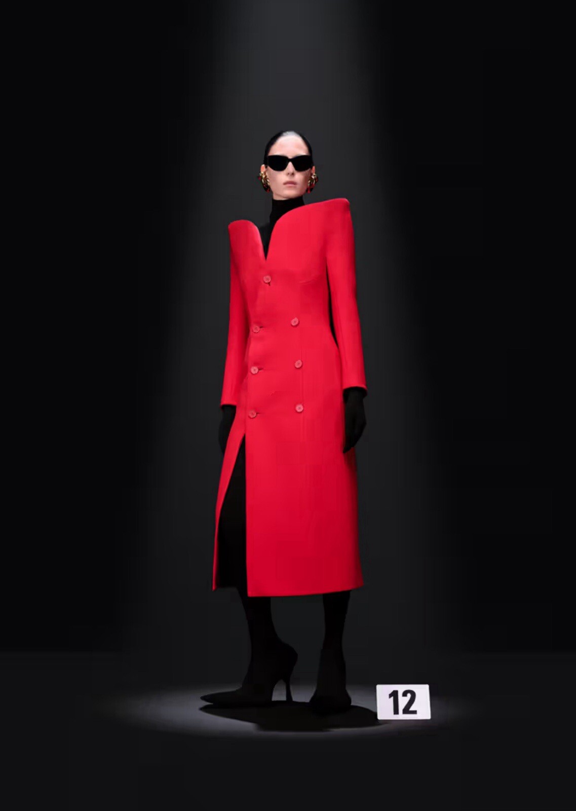 Runway Celebrity High Collar Red Long Coat Jacket M US6-8