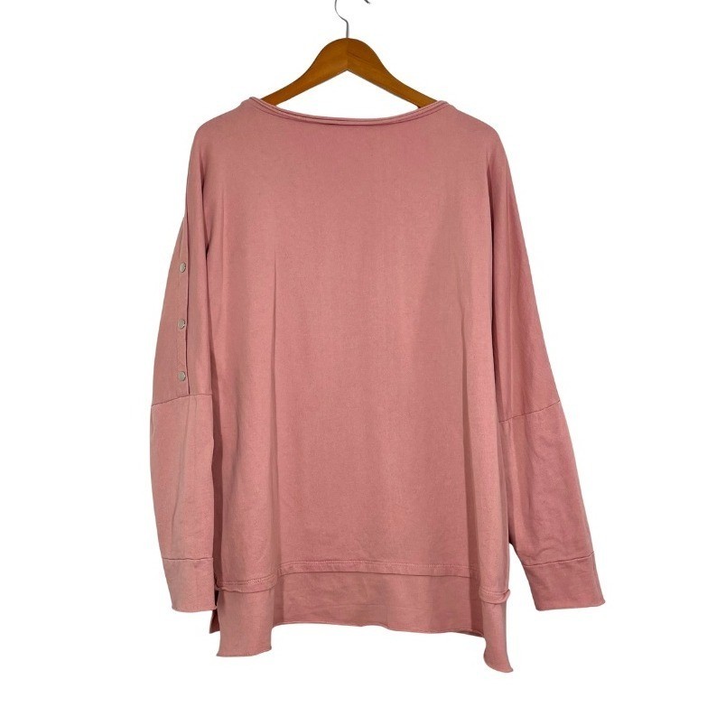 Soft Surroundings Dusty Rose Cotton Tunic Top Snap Sleeve Made USA M Oversized