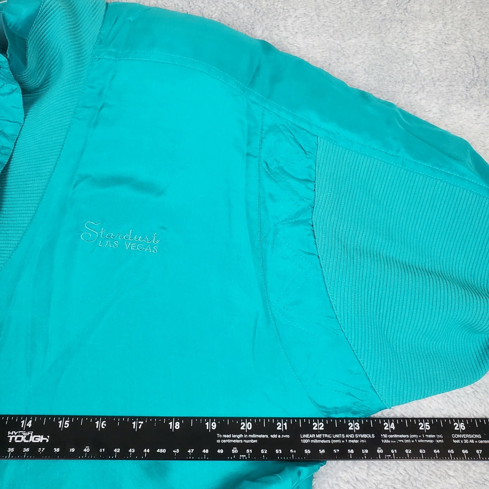 NWT LAVON Jacket Size Sm Blue 90s Las Vegas Stardust 100% Silk Mock Neck Parka