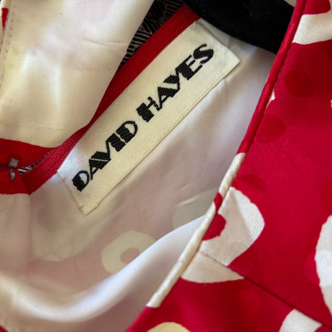 80s Vintage Designer 100% Silk Red Statement Blouse David Hayes SMALL