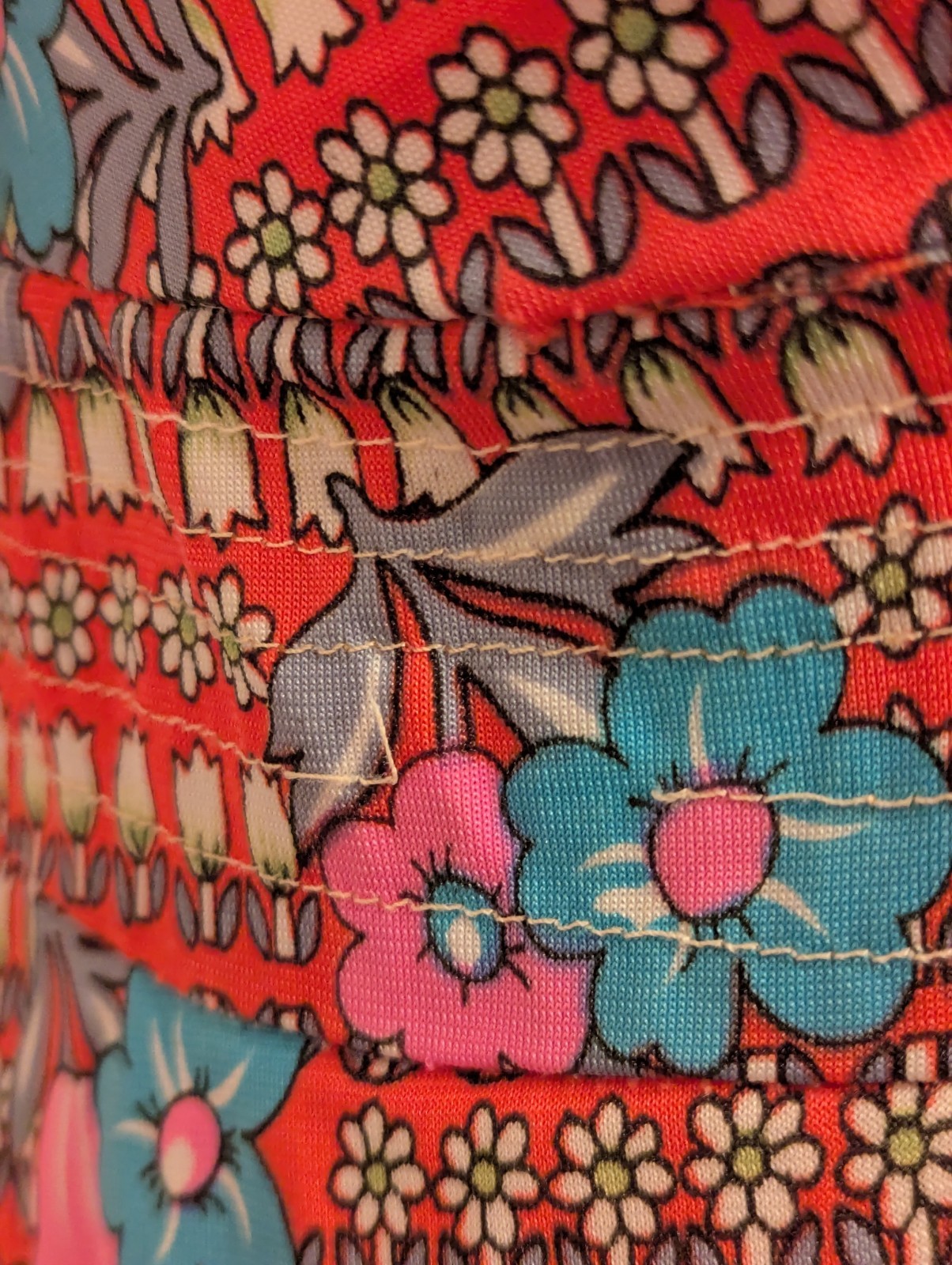 Vintage 1960s South Korean Psychedelic Floral Maxi Dress