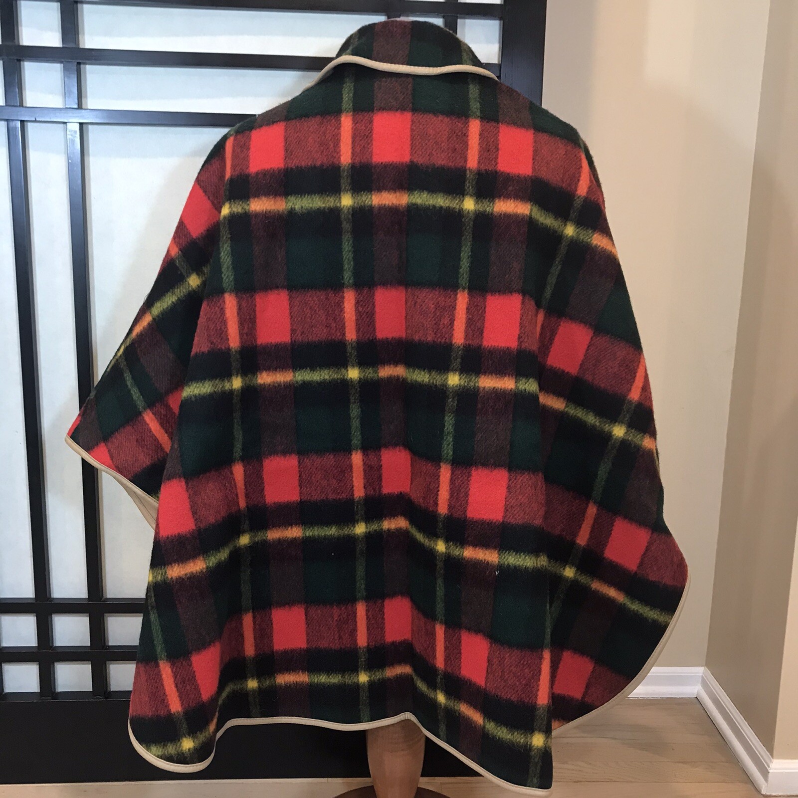 Vtg Raincheetahs Naman Poncho Coat Reversible Union Made MOTH DAMAGE L XL