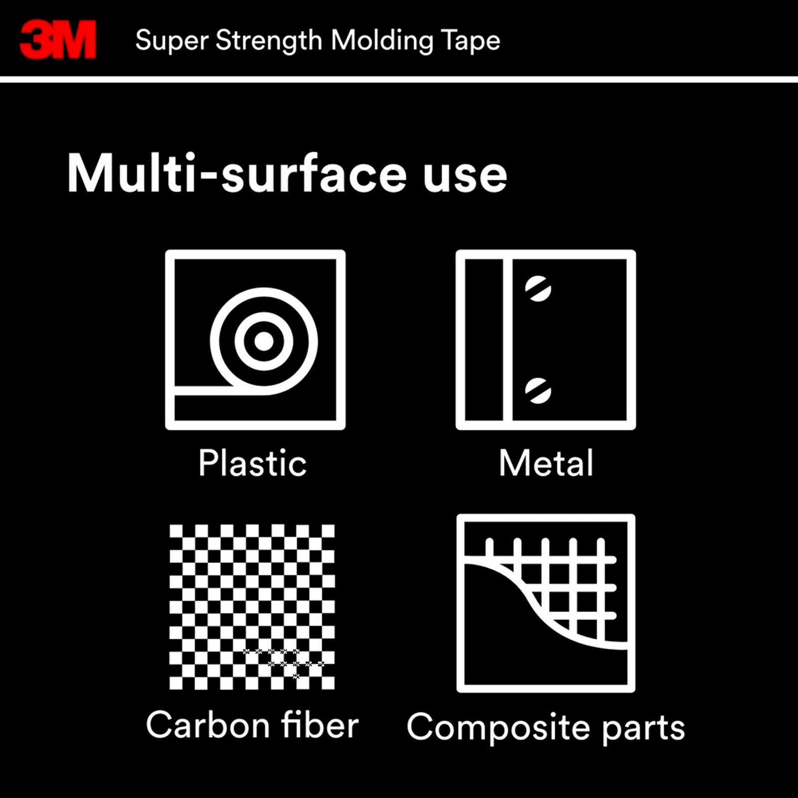 3M Super Strength Molding Tape 03616 7/8in x 15ft Heavy Duty Double-Sided Automo