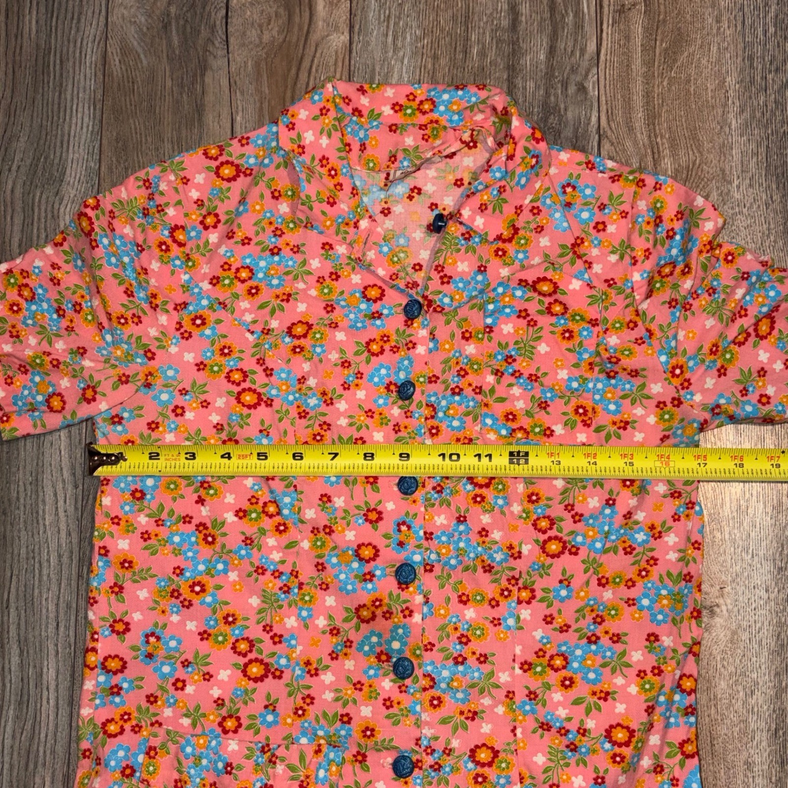 Vintage Nancy Frock Pink Floral Button Down Drop Waist Pleated Skirt Dress S