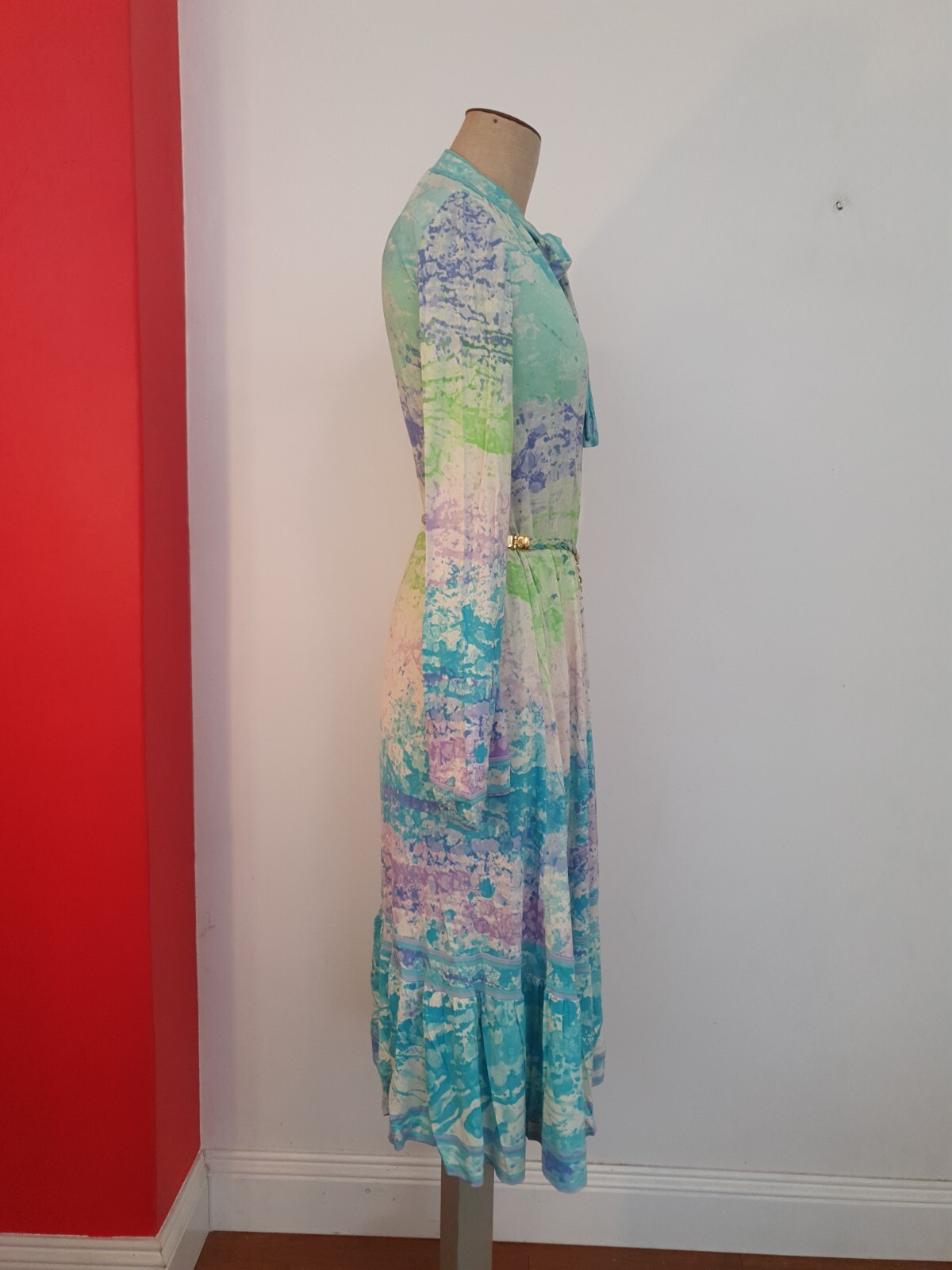 Vintage LEONARDO PARIS Jersey Mikado Silk Dress Belt S-M
