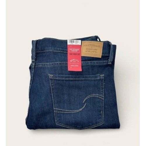 NWT Signature by Levi Strauss & Co. Mid Rise Straight Jeans Blue Size 16 33×32