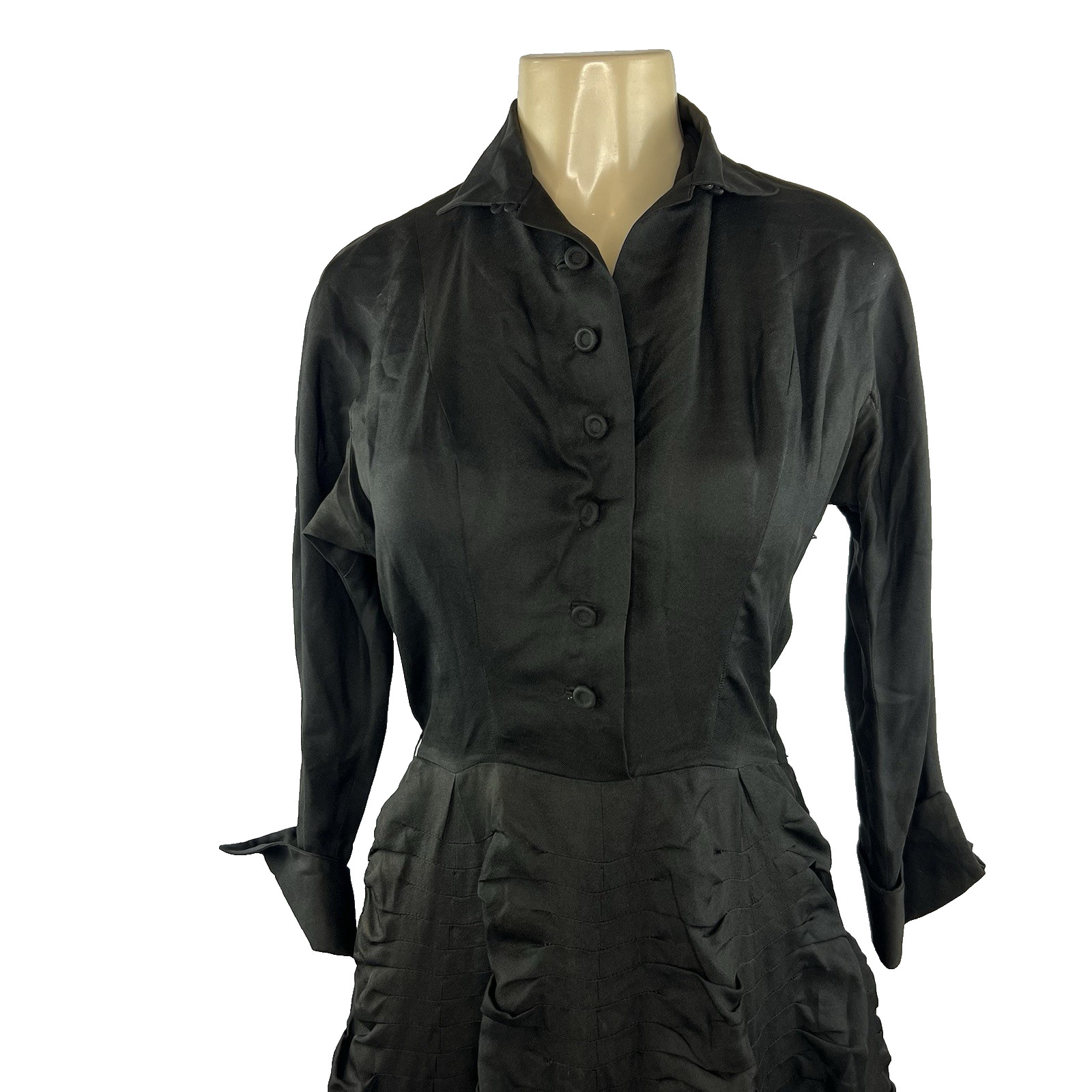 Ceil Chapman Vintage 1950’s Black Cocktail Dress Flawed Fit And Flare New Look