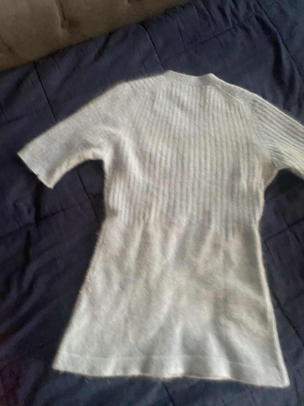 Vintage Jonathan Logan Sweater Women Sz 7 S Light Blue Short Sleeve Wool Angora