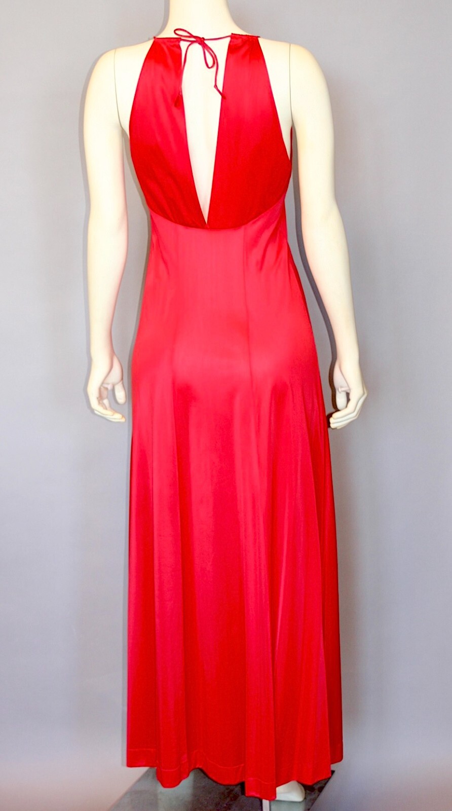 Vintage VANITY FAIR 60s Sexy Plunge Red Long Maxi Slip Dress Night gown 32/S