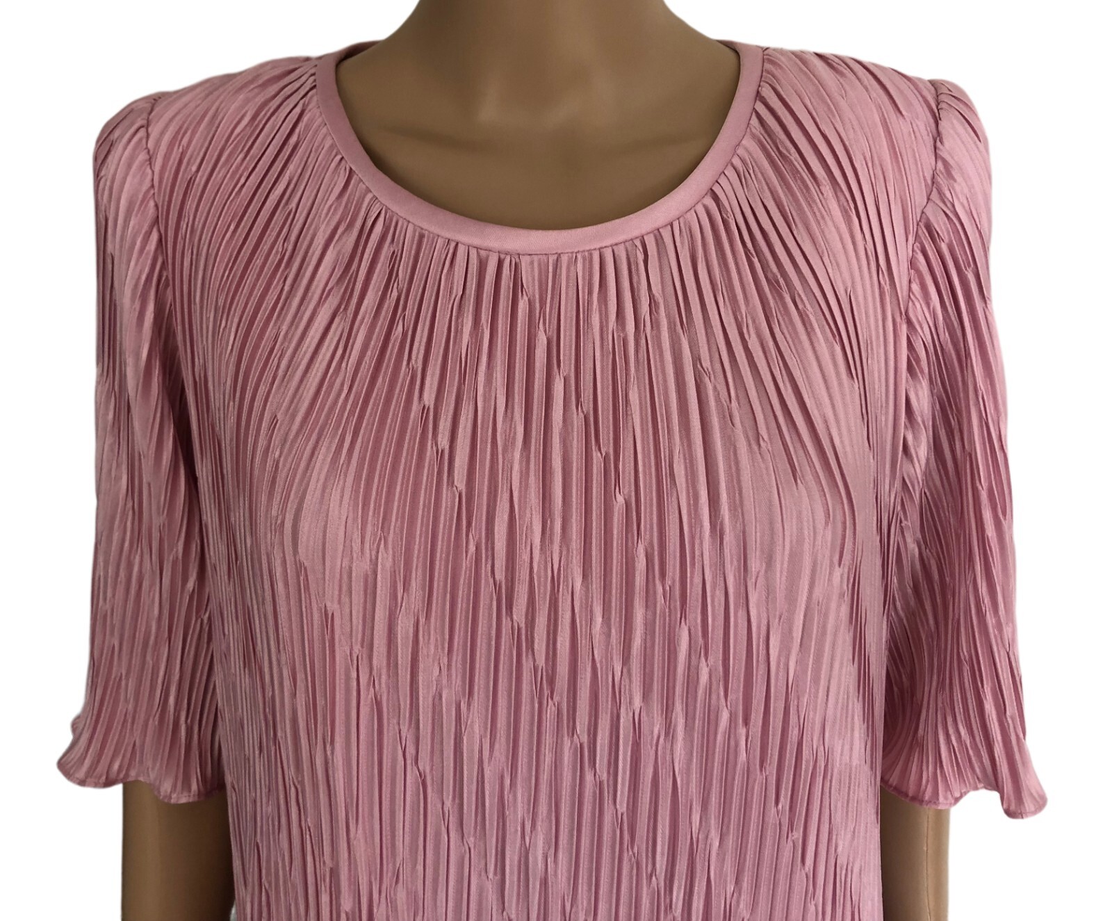 vtg GILBERTI Pink Accordian Drop Waist Dress Sz L Tea Party Special Occasion