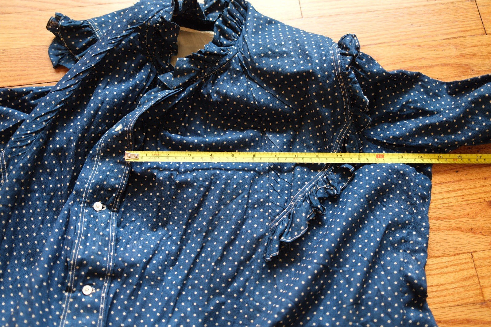 Extremely Rare Blue Indigo Calico Antique Blouse, Possible Maternity Cut