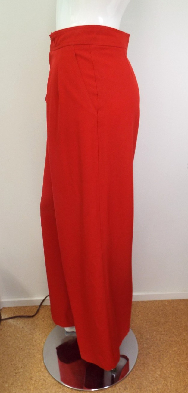 VTG 1970 Yves Saint Laurent Rive Gauche Red Wool Pants YSL Wide Leg Trousers USA