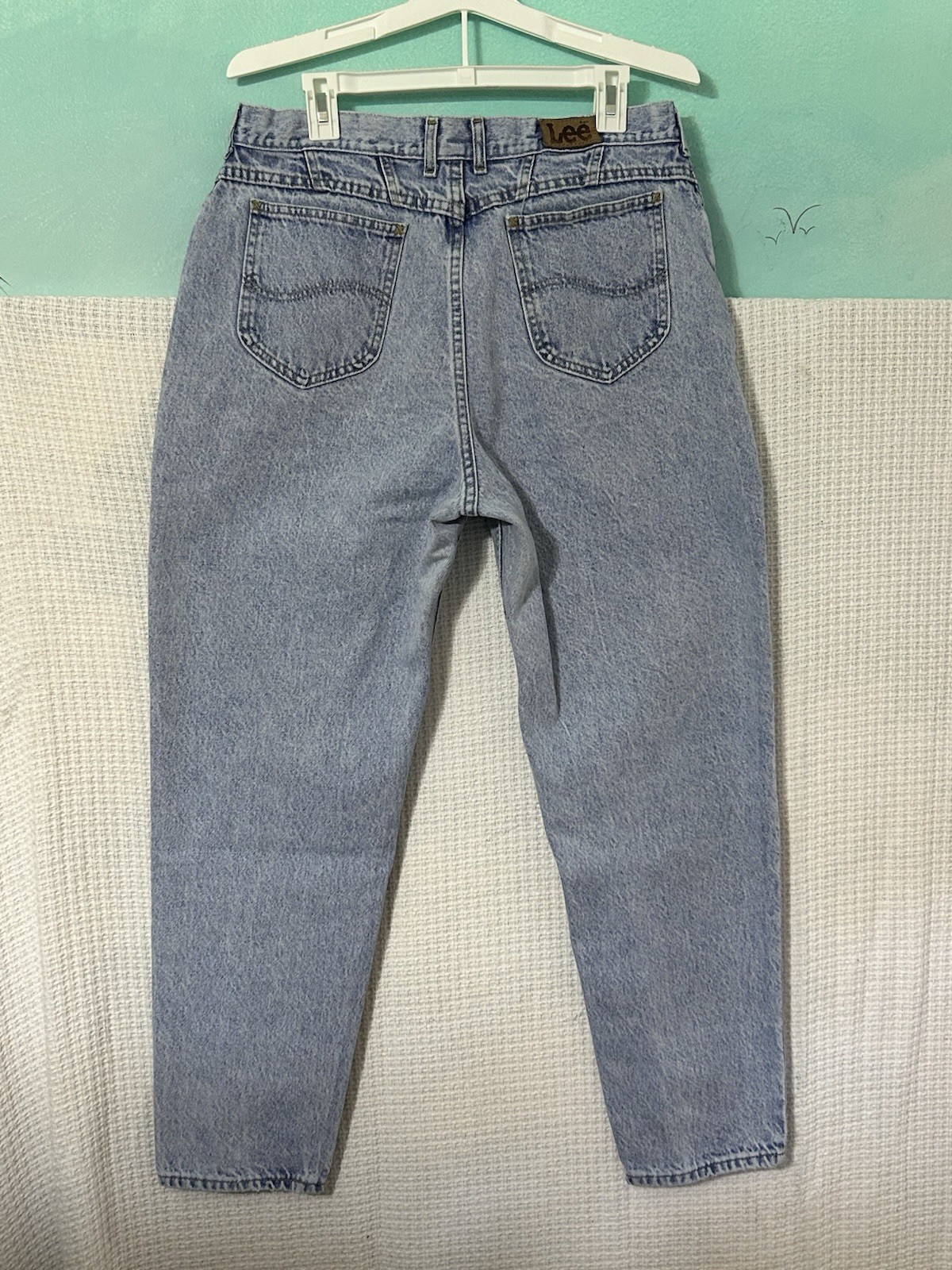 Vintage 80s 90s Stone Washed High Waisted Tapered Leg Lee Mom Jeans 16 18 Womens