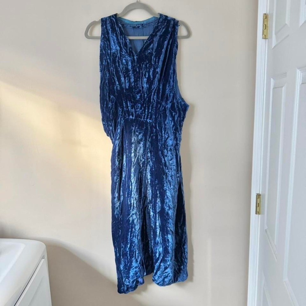 True Vintage Blue Silk Velvet Dress AS IS deconstructed 1920-30 antique handmade