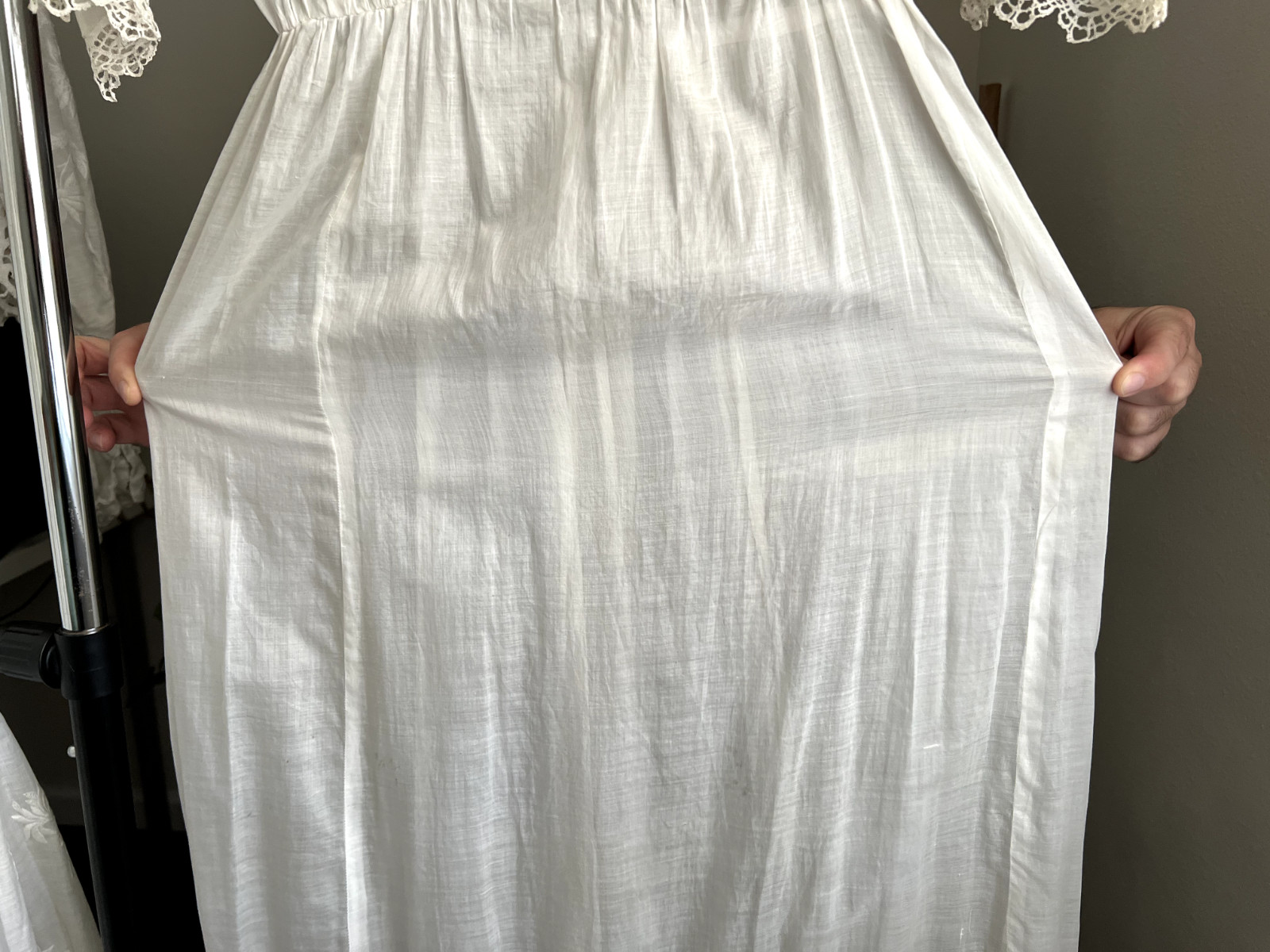 Antique Edwardian Irish Lace Pintucking Cotton Lawn Lingerie Tea Summer Dress