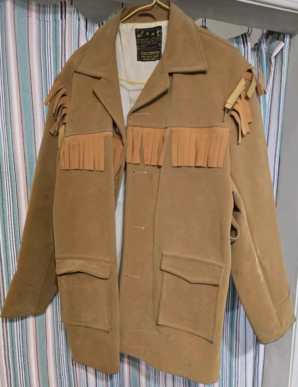 70s Vinyl Suede Fringe Jacket Made Exclusively For United Dollar Stores Size L