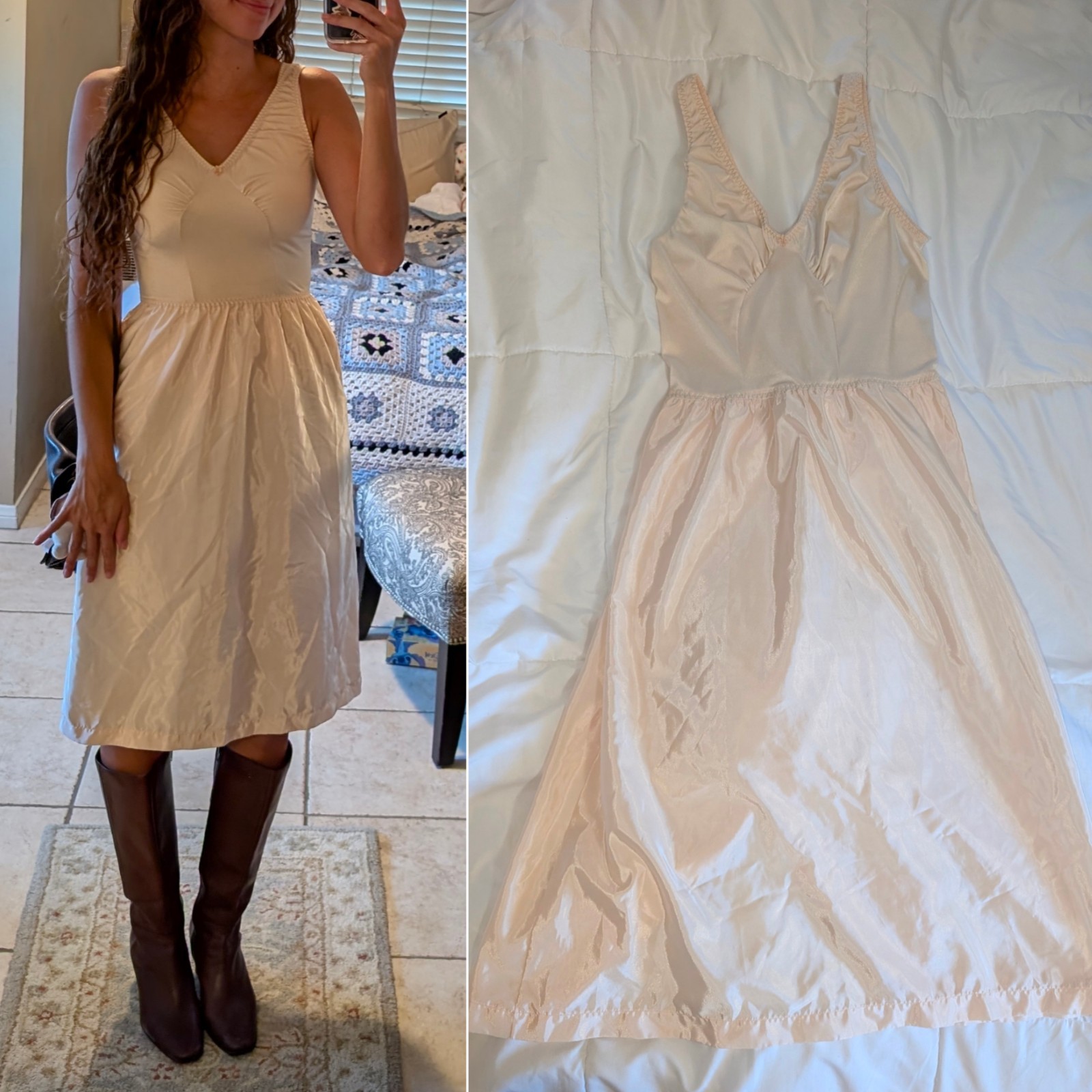 Vintage Olga Slip Dress size 36 Romantic pink peach 1980s ballerina core