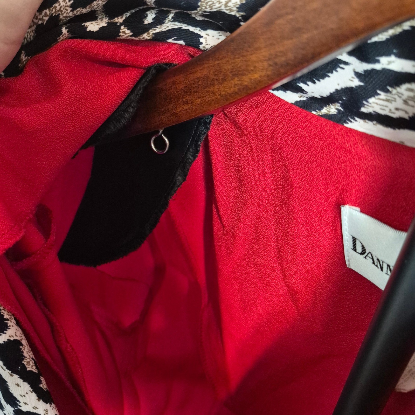 Vintage 80s Danny & Nicole Red Dress Animal Print 8 Made in USA Maximalism Retro