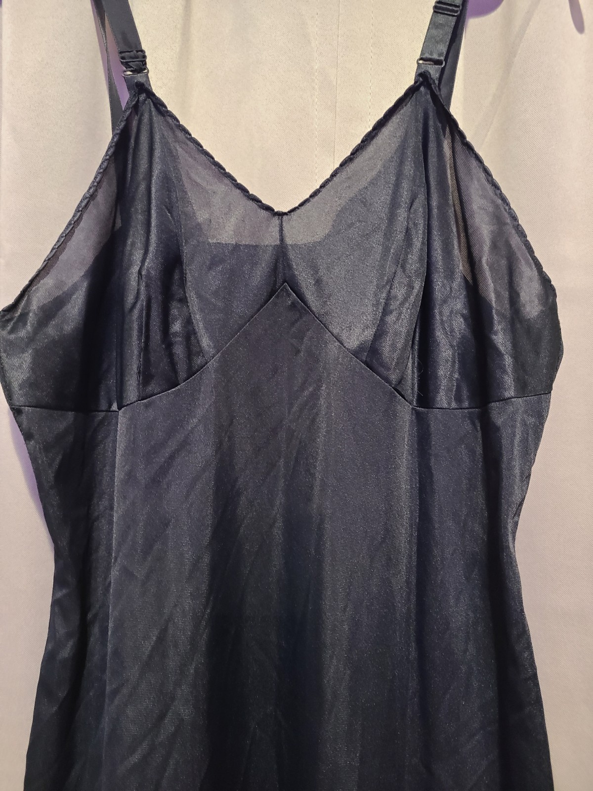 Vintage Wonder Maid Non Cling Nylon Full Slip Dress Black Sz 38 USA