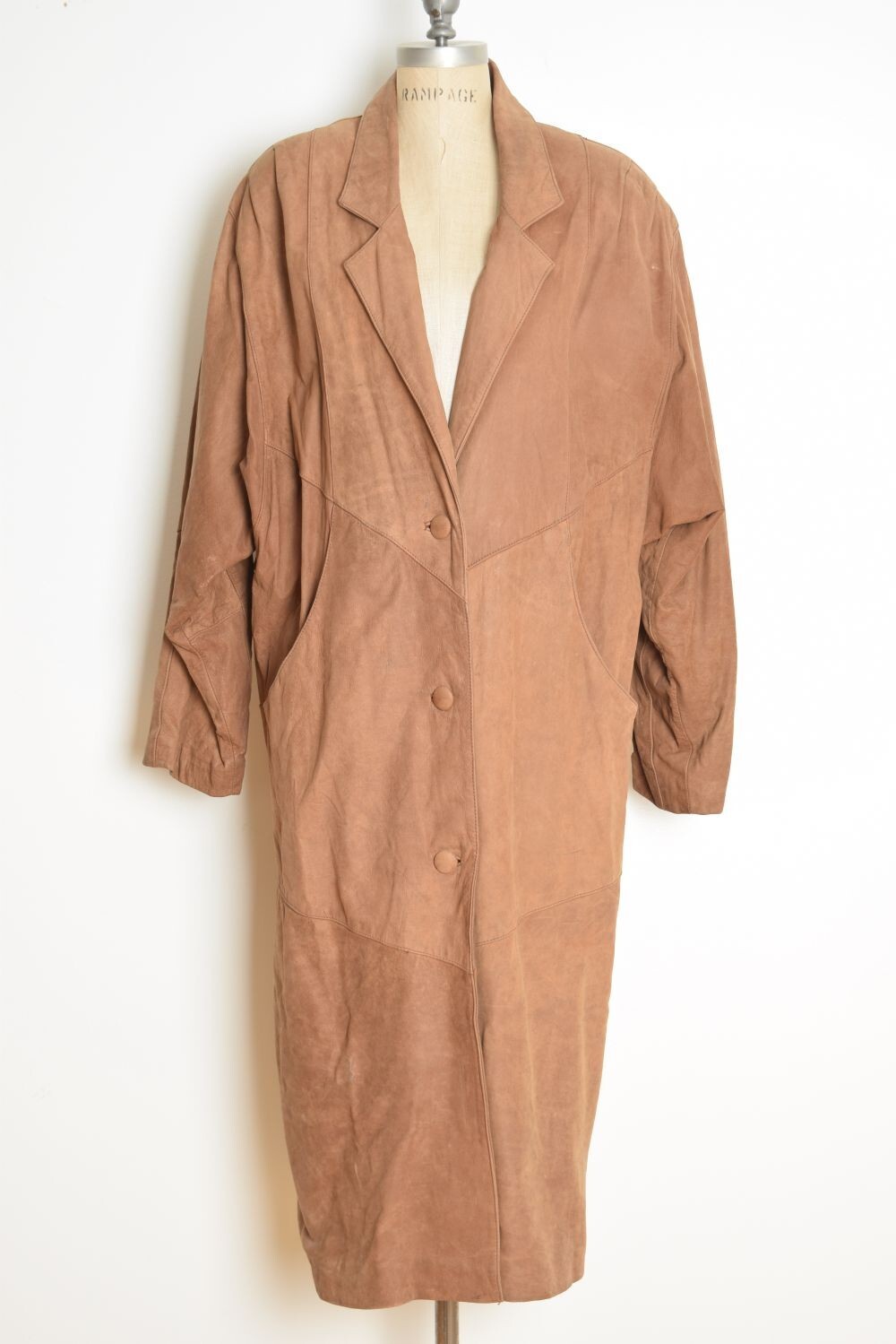 vintage 90s coat ADVENTURE BOUND Wilsons leather suede brown long jacket L XL
