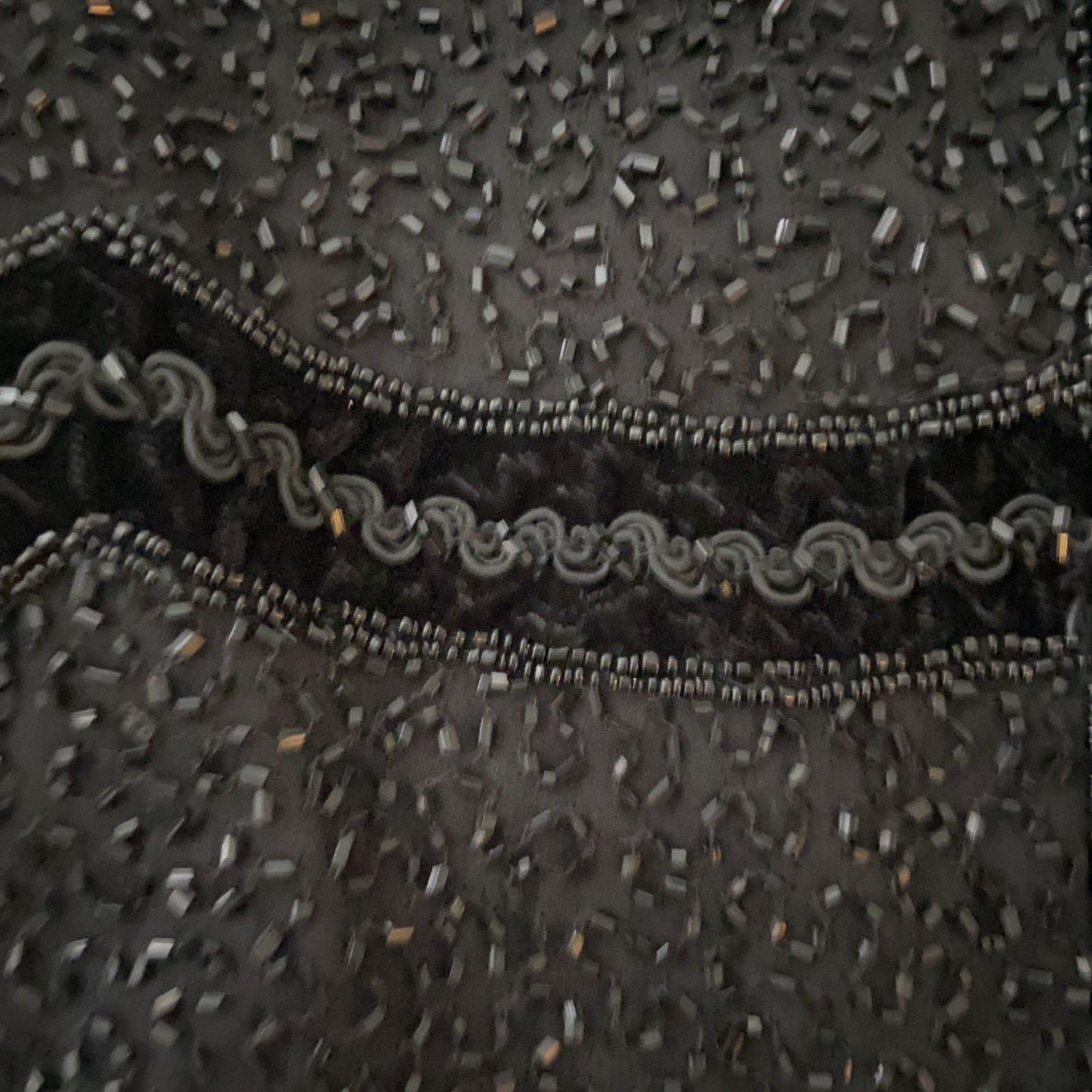 Jacket Vintage 80s NITELINE By Della Roufogali Black Beaded Sequin 100% Silk XL