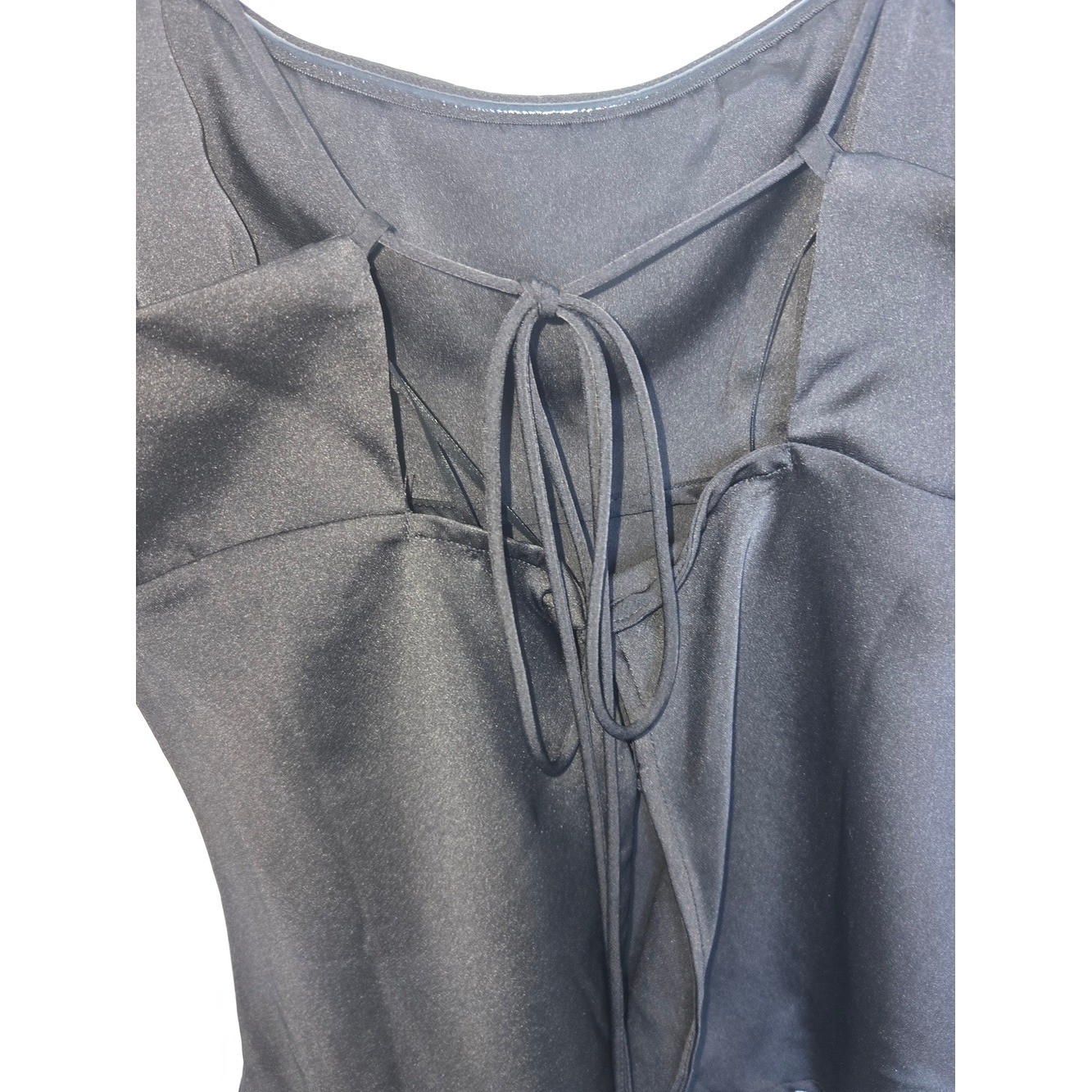 NWT Free People – Romantic Ethereal Satin Top With Sheer Scalloped Hem Women M
