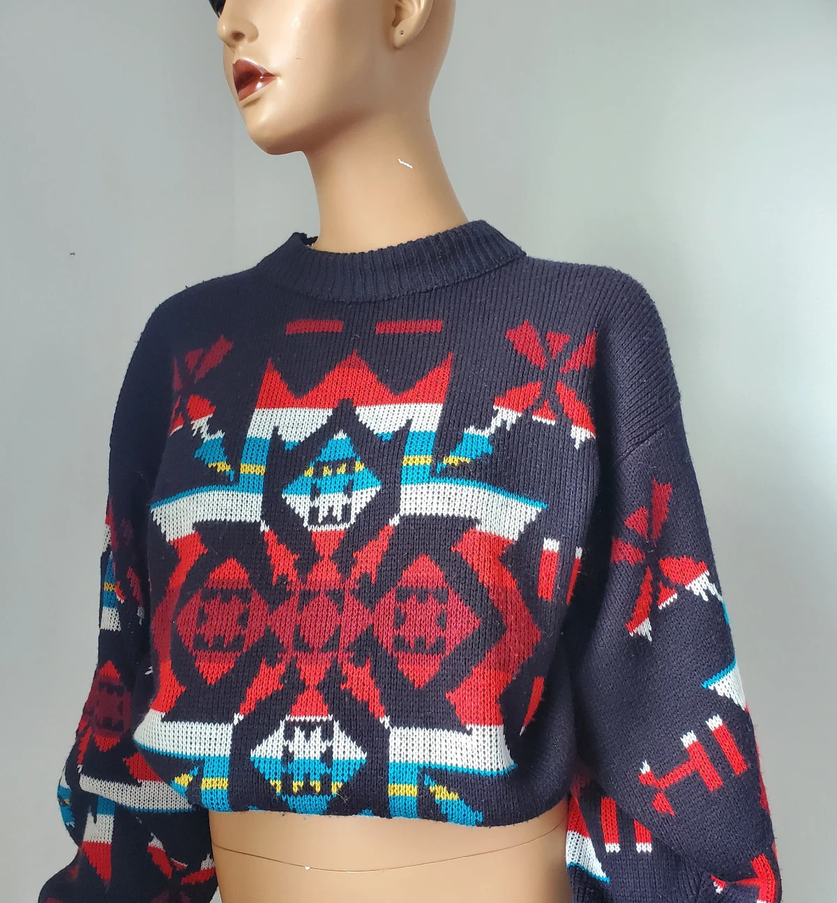 Vintage Bonjour Sweater Mens Womens TRIBAL SOUTHWEST AZTEC Jumper Medium 80s 90s