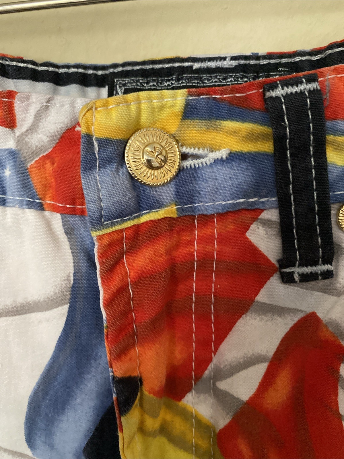 Vintage 90s Gianni VERSACE COUTURE Jeans Flags USA England Medusa Rare