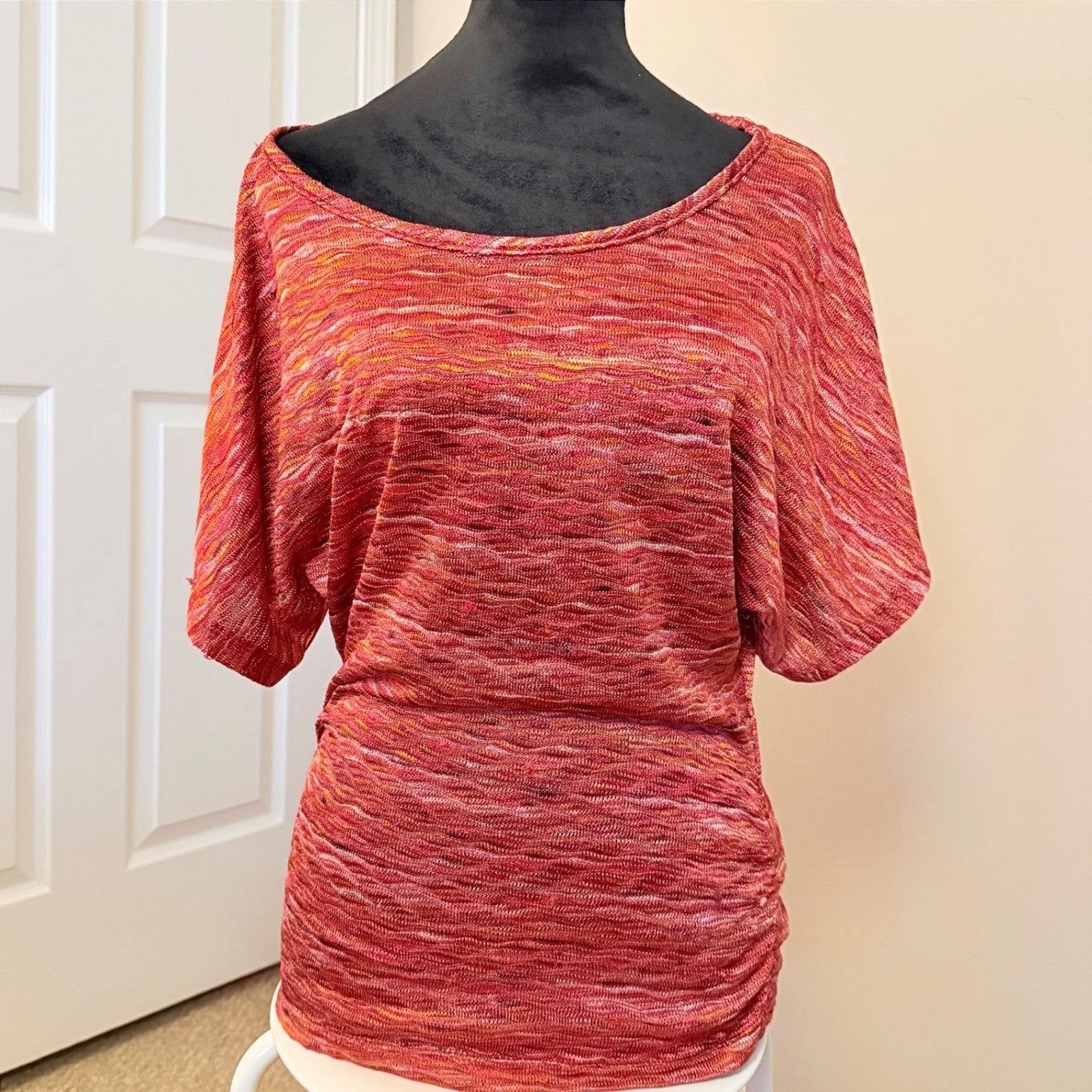 VTG CATO Slouch Blouse Striped Y2K Off the Shoulder Cotton Top 90s Size M