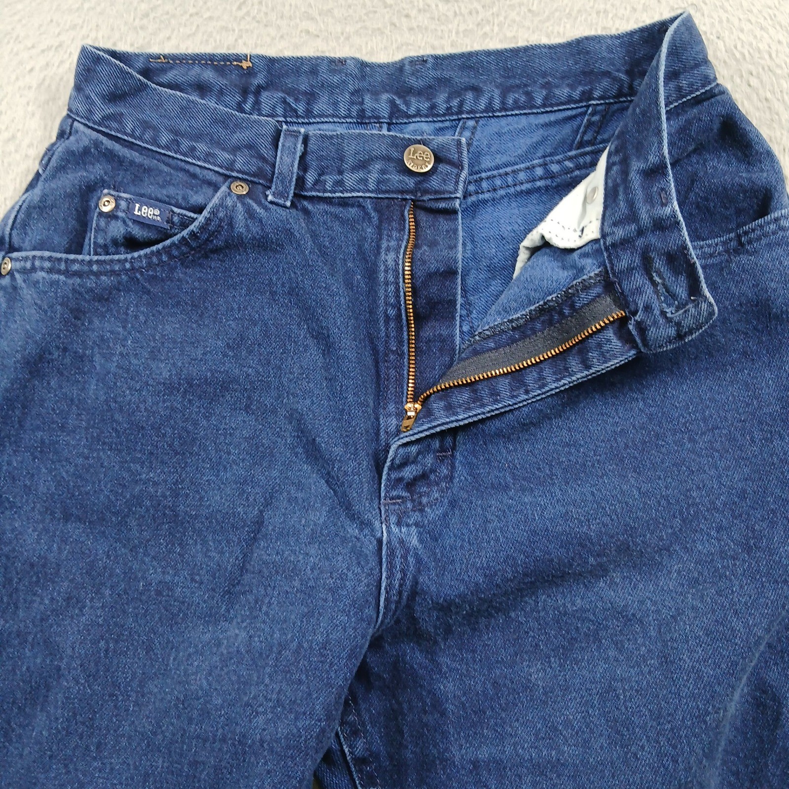 Lee Made in USA High Waist Mom Jeans Tapered Leg 12 Pet Dark Blue Denim EUC
