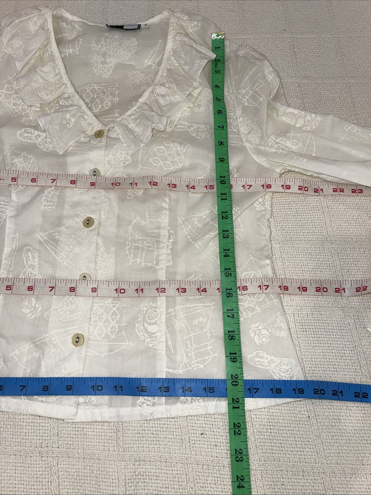 Vintage WilliWear Willi Smith Novelty Print Poet Ruffle Blouse Top 10